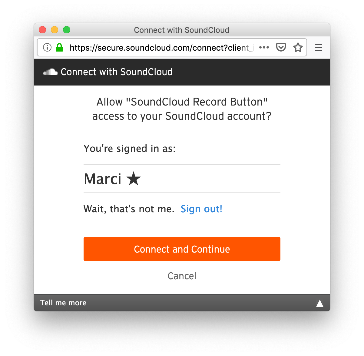 screenshot of SoundCloud Connect